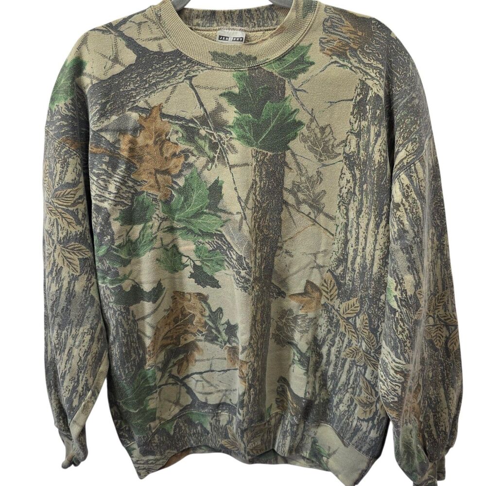 Jerzees Outdoors Realtree Camo Sweatshirt XL Hunting Crewneck USA Deer
